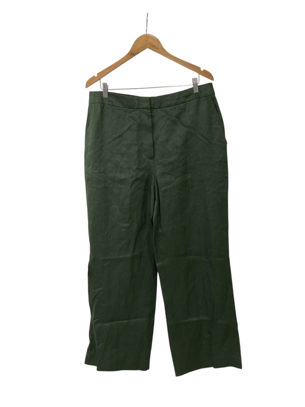 Jaeger Women’s Green Linen Wide Leg Trouser Pants 16
